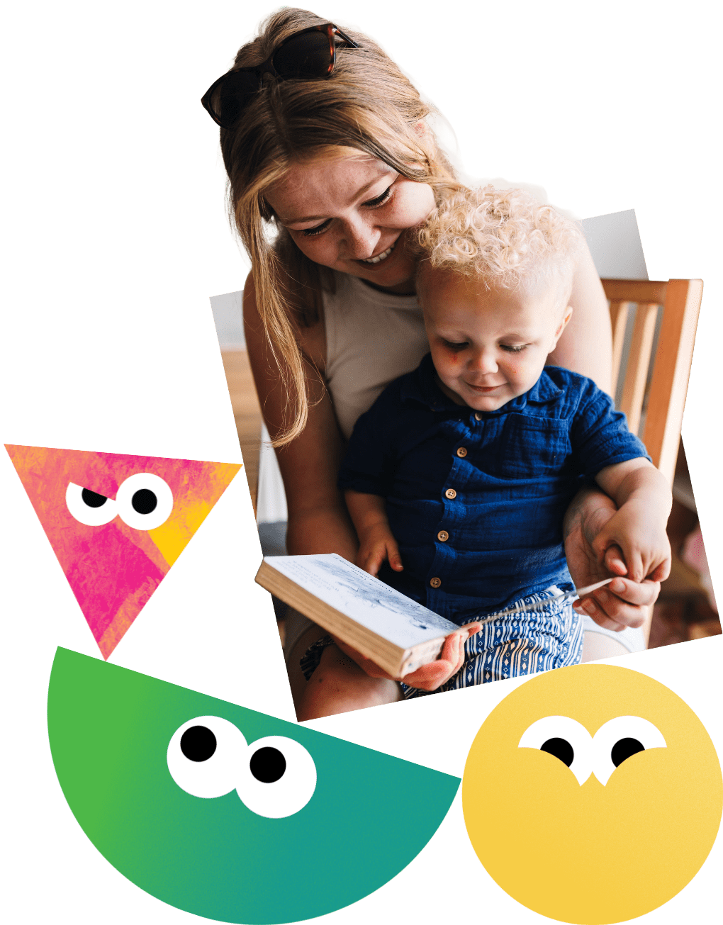 A mother reading a story to her son.