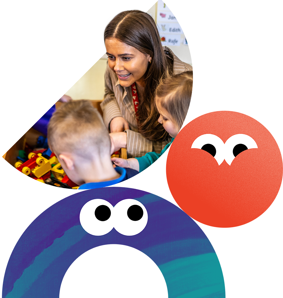 A teacher with her young students.