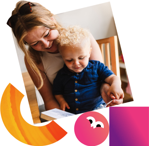 A mother reading a story to her infant son.