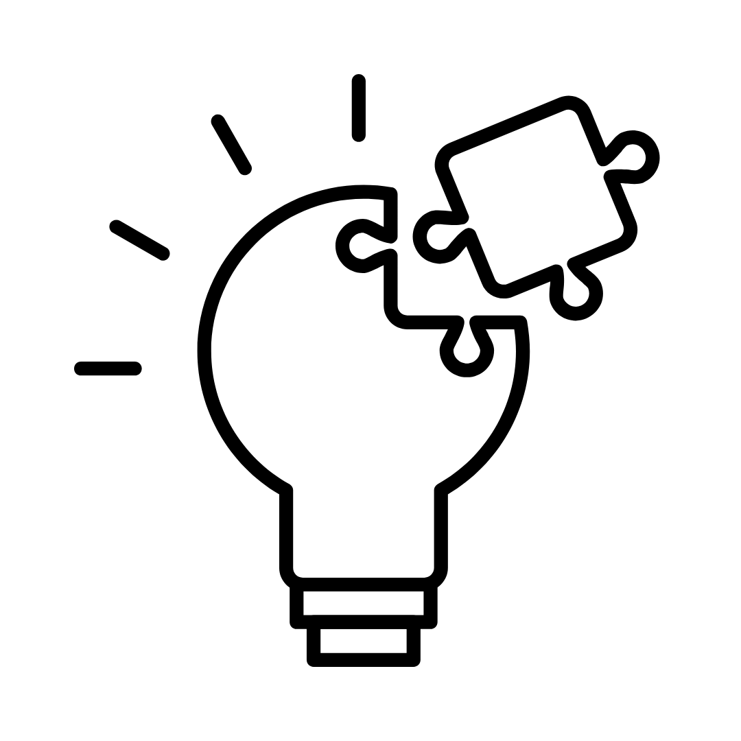 An icon of a puzzle piece forming the shape of a lightbulb.