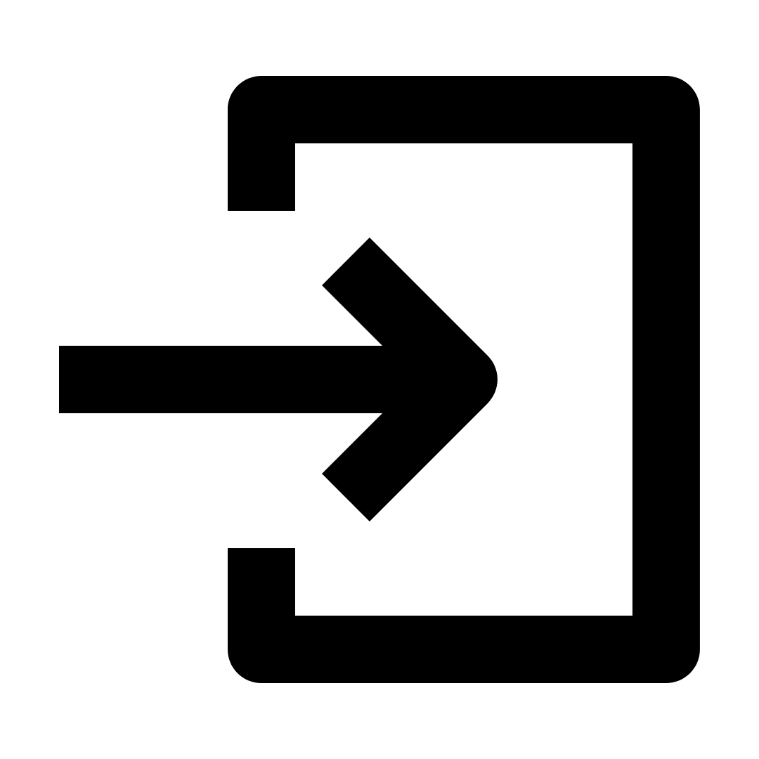 Icon of an arrow pointing into a doorway.