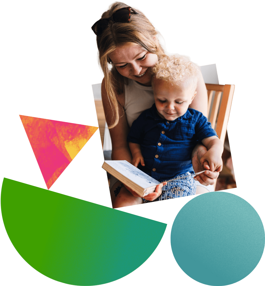 A mother reading a story to her child.