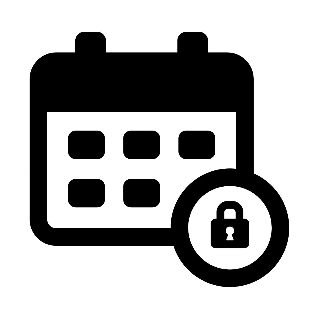 Icon of a calendar and padlock.