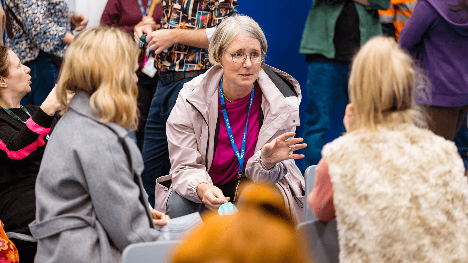Teachers sat down talking to each other